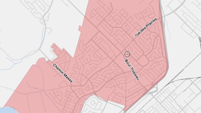 Une carte de Trois-Rivières touchée par un avis de faire bouillir l'eau.