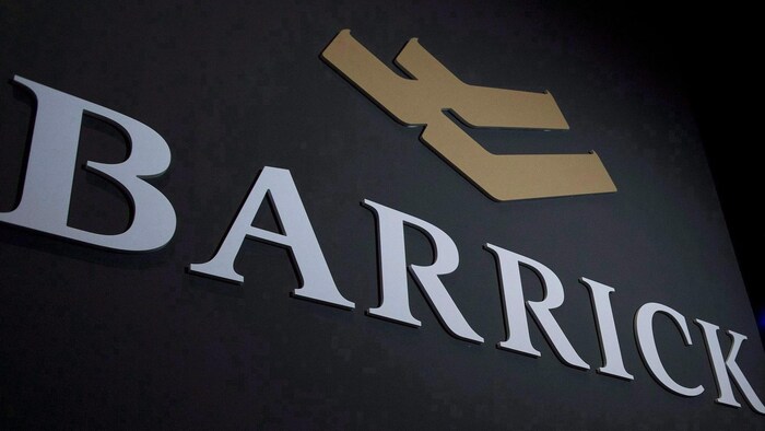 The logo of the mining company Barrick Gold.
