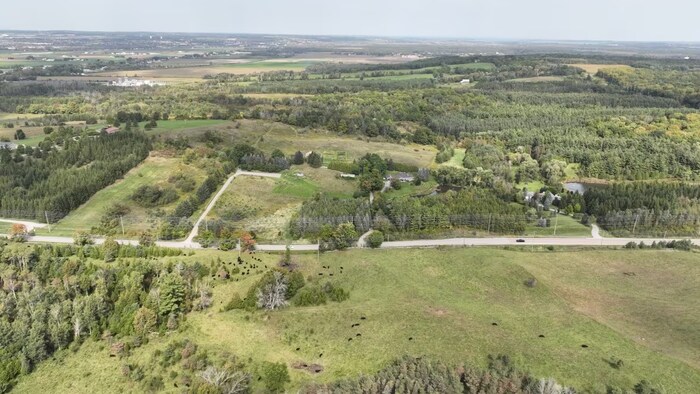 An aerial image of one area in King Township that was removed from the Greenbelt. On Thursday, Ontario Premier Doug Ford announced his government would reverse a land swap that saw 15 parcels of land removed. (John Badcock/CBC News)