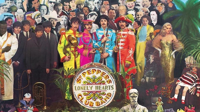 Détail de la pochette de l'album « Sgt. Pepper's Lonely Hearts Club Band », des Beatles, sorti en 1967.