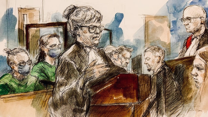 Une illustration judiciaire du procès.