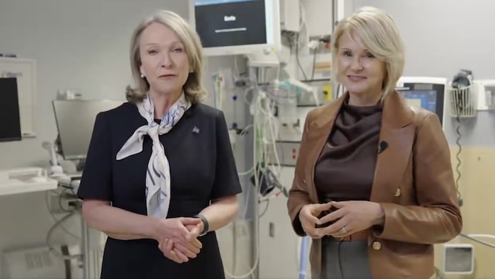 Sonia Bélanger en compagnie de Geneviève Biron dans une vidéo diffusée sur les réseaux sociaux.