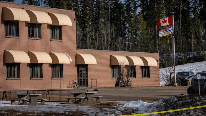 Le bâtiment de l'école secondaire de Tumbler Ridge qui a fait l'objet de la fusillade.