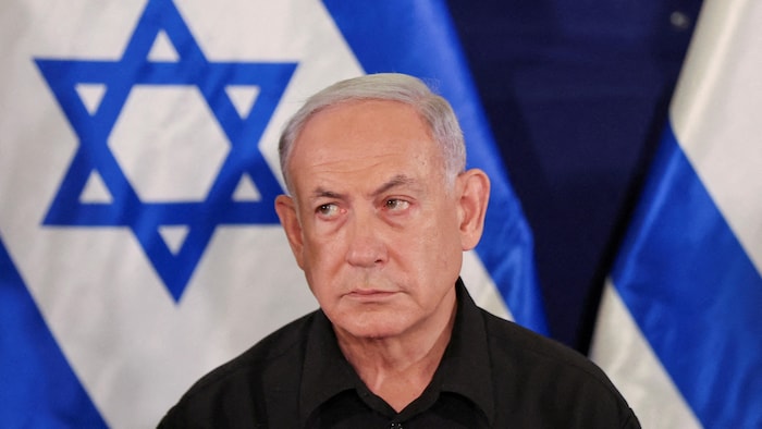 Le premier ministre israélien Benyamin Nétanyahou lors d'une conférence de presse. 