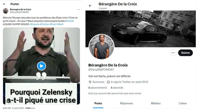 Capture d'écran du profil de Bérangère De la Croix sur le réseau social X. 