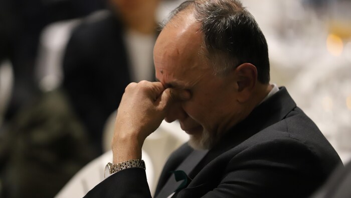 Boufeldja Benabdallah, président du Centre culturel islamique de Québec lors des commémorations de l'attentat du 29 janvier en 2020  