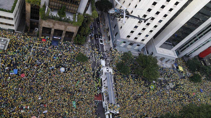Uma manifestação em apoio ao ex-presidente Jair Bolsonaro.