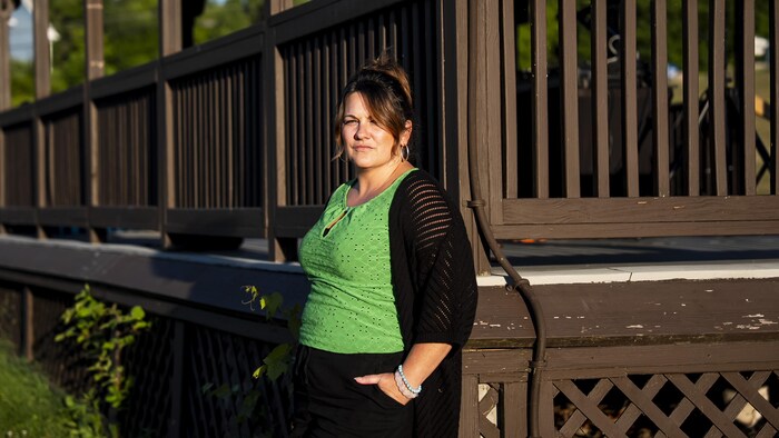 Ticonderoga resident Bridgette Cruz poses for a photograph while organizing a vigil for nine-year old Melina Frattolin in Ticonderoga, N.Y., on Tuesday, July 22, 2025. THE CANADIAN PRESS/Christopher Katsarov