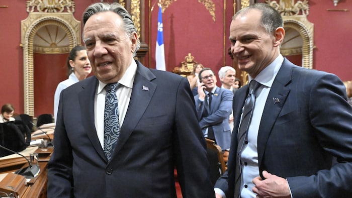 Le premier ministre du Québec, François Legault, et son ministre des Finances, Eric Girard. 