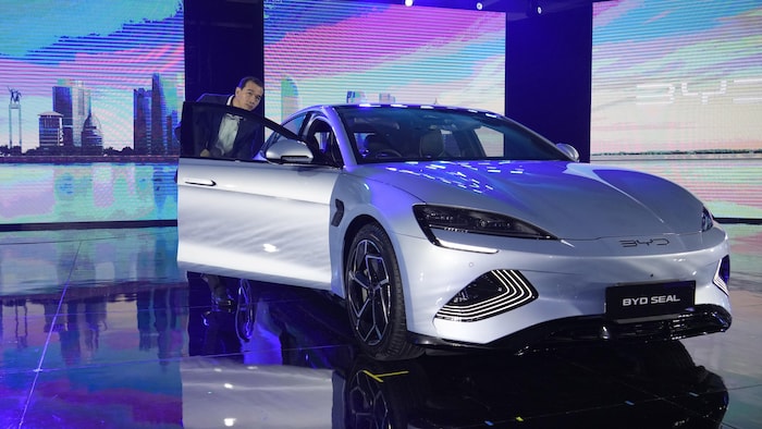 Une BYD Seal en montre à Jakarta en Indonésie le 18 janvier 2024.
