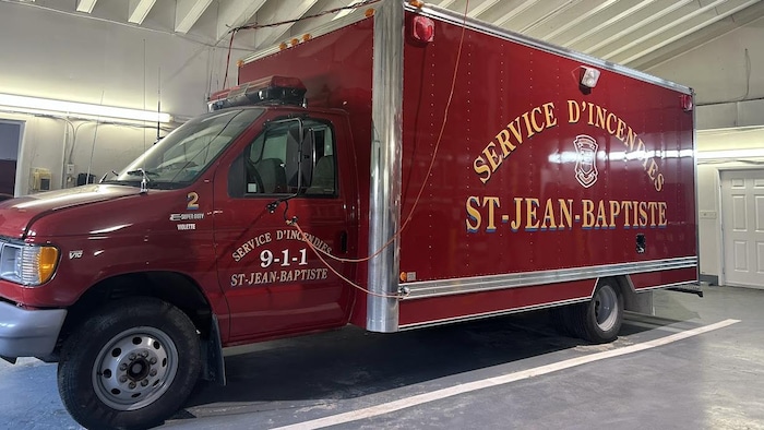 Camion de la brigade d'incendies de Saint-Jean-Baptiste-de-Restigouche.