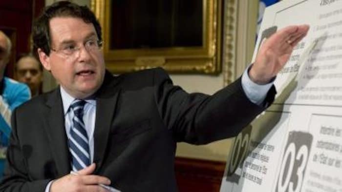 Le ministre québécois responsable des Institutions démocratiques et de la Participation citoyenne, Bernard Drainville, dévoile la « Charte des valeurs québécoises » à l'Assemblée nationale le 10 septembre 2013.