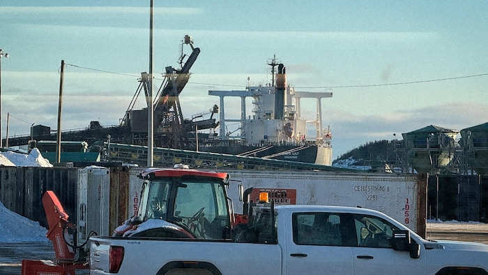 Un vraquier accosté au port.