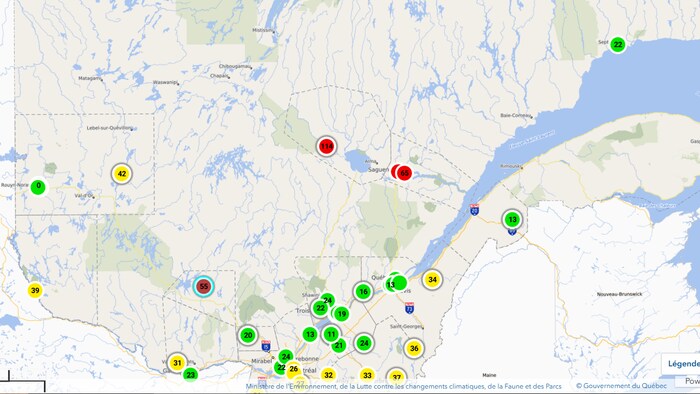 Une carte du Québec.