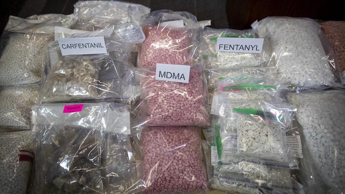 Des comprimés de fentanyl saisis par la police.