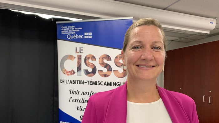 Caroline Roy après une conférence de presse.