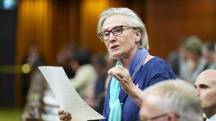 La ministre de la Santé mentale et des Dépendances, Carolyn Bennett, lors de la période de questions à la Chambre des communes le 1er juin 2023. 