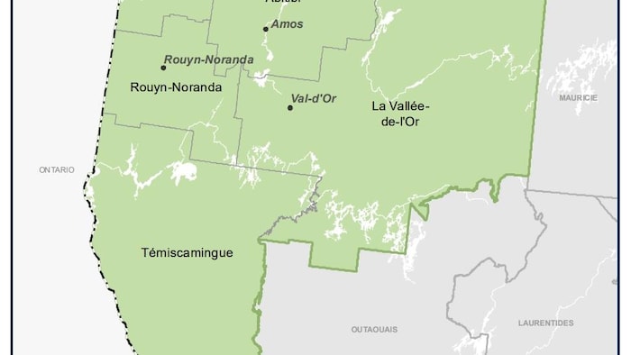 Une carte de l'Abitibi-Témiscamingue