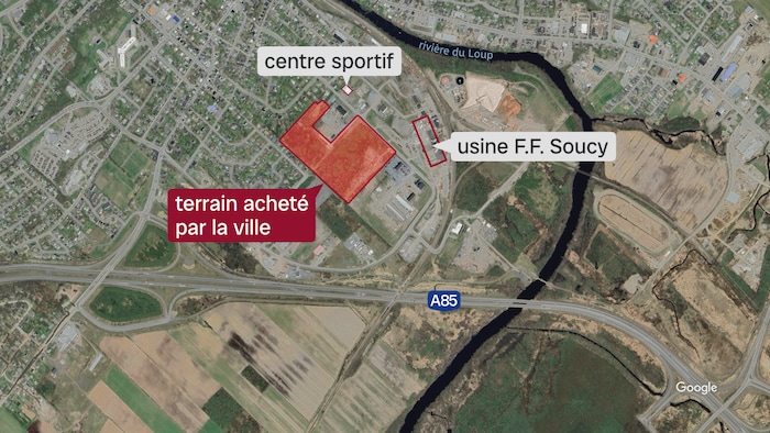 Les 2 acqusitions de la ville de Rivière-du-Loup sont situées tout près de l'ancienne usine de F.F. Soucy 