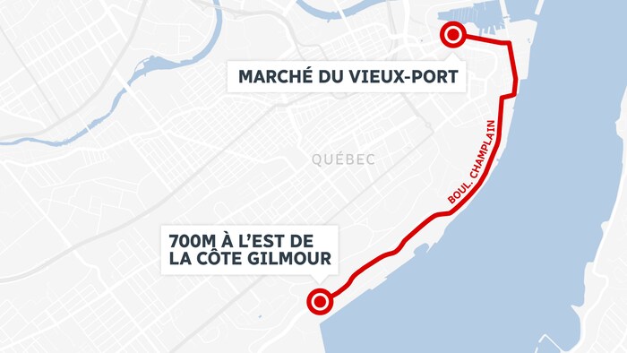 Les camions lourds, à l'exception de ceux qui doivent y effectuer une livraison, n'ont pas le droit de circuler sur 4 kilomètres, du boulevard Champlain jusqu'au pont-tunnel Joseph-Samson.