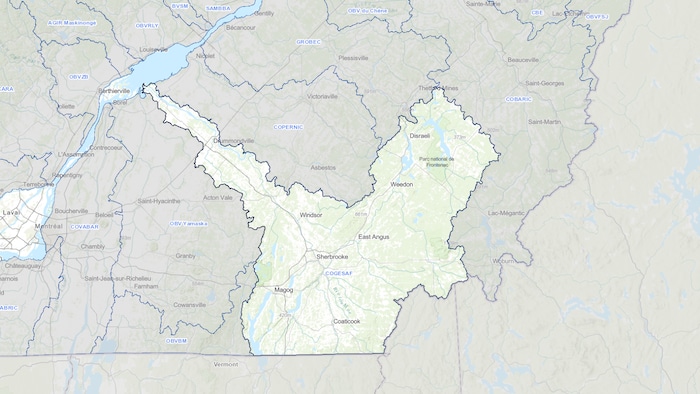 Une carte du bassin versant de la rivière Saint-François.