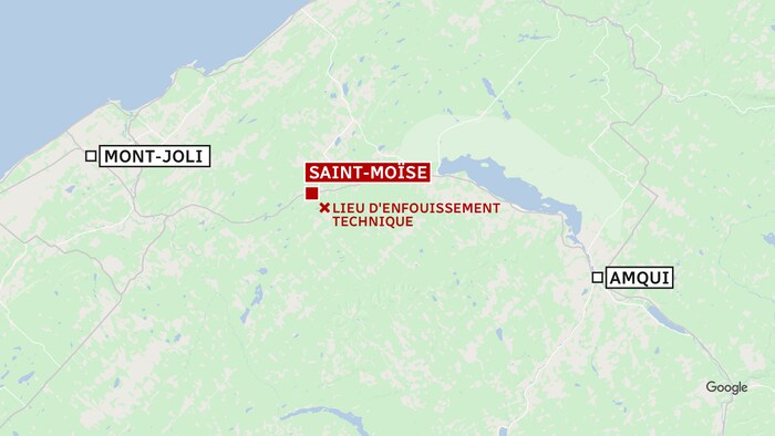 Une carte désigne le village de Saint-Moïse dans La Matapédia.