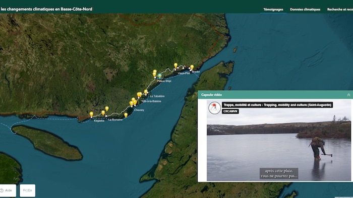 Capture d'écran de la carte narrative en ligne.
