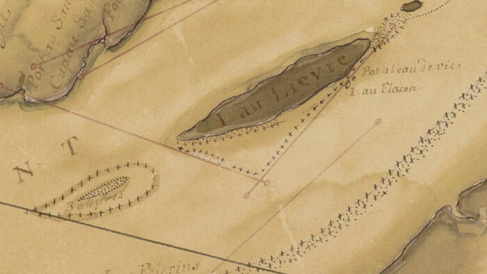 Un détail de la carte montrant l'île au Lièvre.
