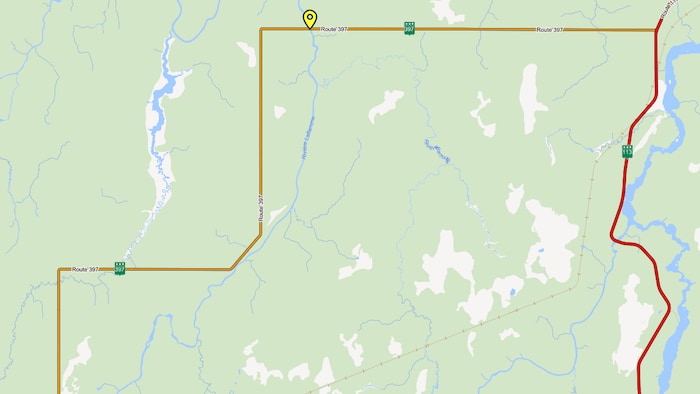 Une carte montre le point où se trouve le pont fermé et les routes pour faire un détour.