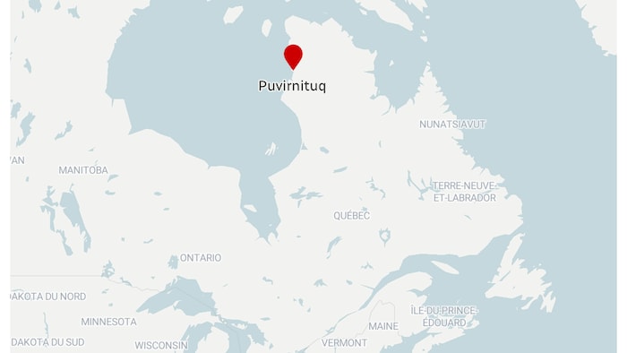 Une carte du Québec montrant Puvirnituq.