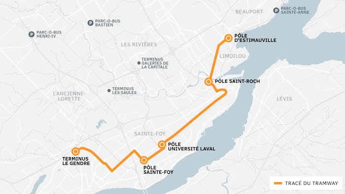 Le tracé proposé par le maire Labeaume le 11 mars 2021.
