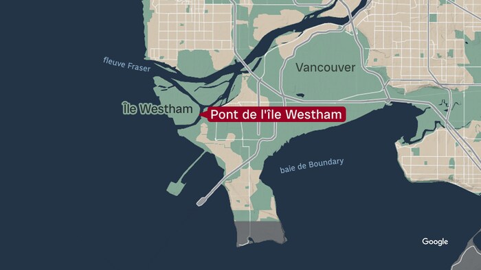 Une carte de l'île Westham, à Delta, en Colombie-Britannique