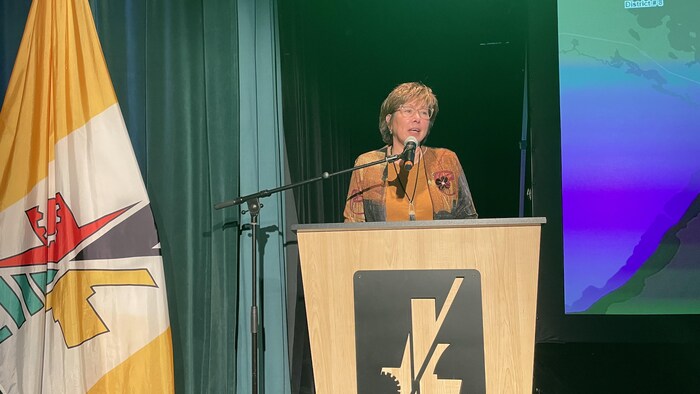 Céline Brindamour lors de son discours de victoire.