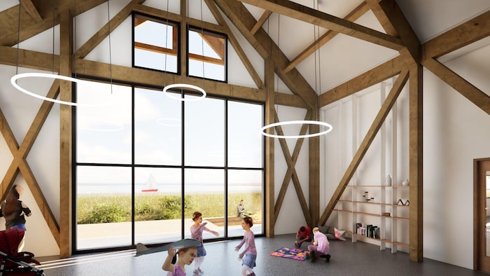 L'intérieur du centre communautaire.