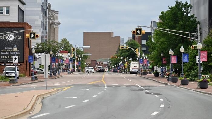 Le centre-ville de Moncton, au Nouveau-Brunswick, en juillet 2021.