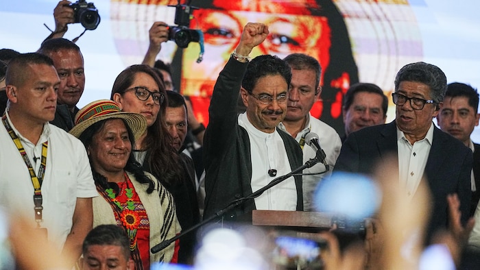 IvÃ¡n Cepeda, presidential candidate for the Pacto HistÃ³rico party, during a speech following the announcement of the results of the first round, on May 31, 2026 in Bogotá, Colombia.