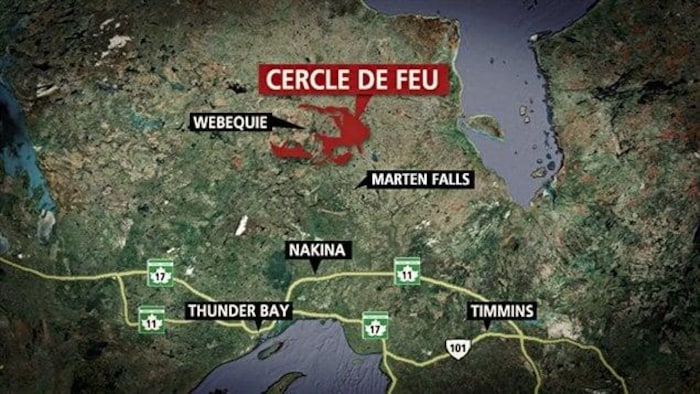 Une carte montre la forme circulaire des gisements miniers.