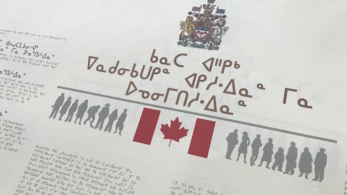 Header of the Canadian Charter of Rights and Freedoms written in Indigenous language