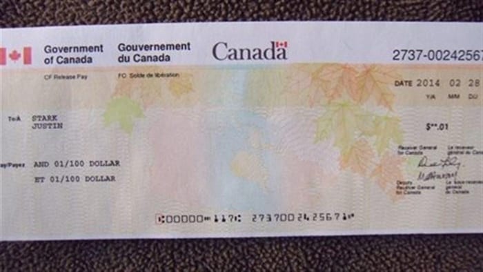 Un cheque del gobierno de Canadá.