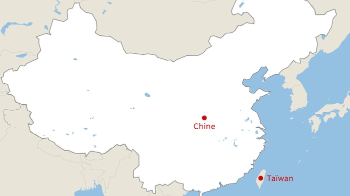 Une carte montrant où se situent la Chine et Taiwan.