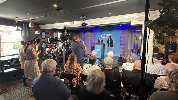 Un point de presse de la Coalition Avenir Québec.