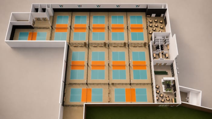 Une maquette du complexe sportif vue de haut.
