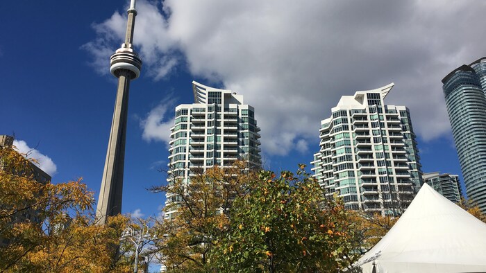 Photo de tours de condos près de la Tour CN.