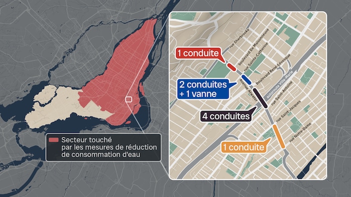 Une carte des sections qui doivent être remplacées.