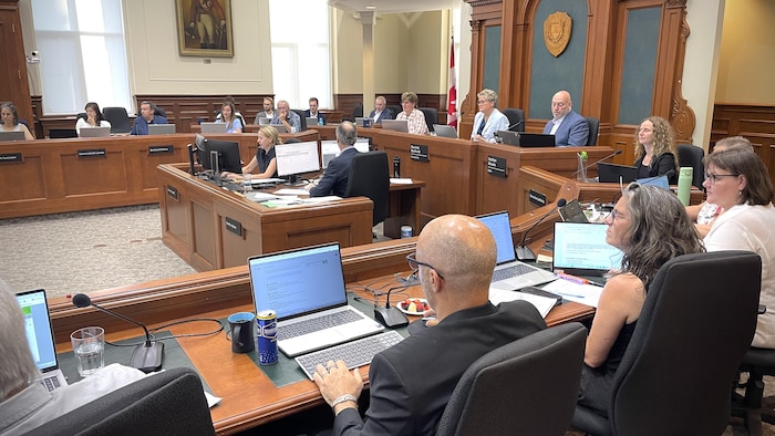Les élus sont assis à l'hôtel de ville.