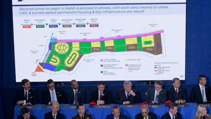 Des responsables participent à la première réunion du Conseil de paix à l'Institut Donald J. Trump pour la paix, le 19 février 2026 à Washington, D.C.