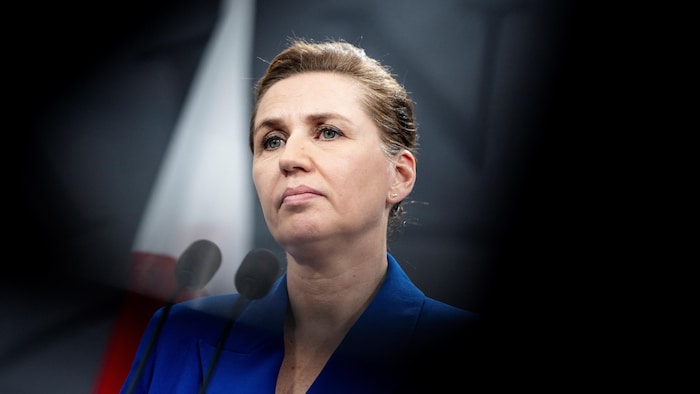  La première ministre danoise Mette Frederiksen lors d'une conférence de presse à Copenhague.