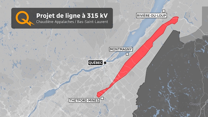 Une carte du sud-est du Québec.