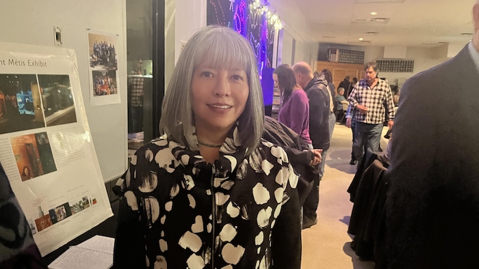 Cynthia Chavez Lamar au rassemblement à Saint-Laurent, le 8 mars, 2025. 
