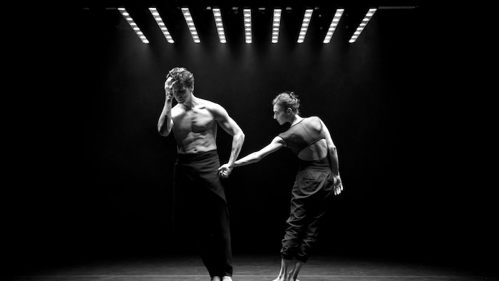 Deux danseurs se tiennent par la main.